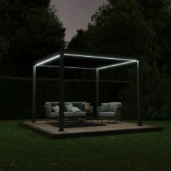 Pergola 'Shade' dunkelgrau mit Beleuchtung 296 x 230 x 290 cm