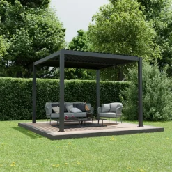 Pergola 'Shade' dunkelgrau mit Beleuchtung 296 x 230 x 290 cm