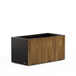 Pflanzkübel 'Deco Planter M' holzfarben/schwarz 100 x 50 x 50 cm