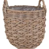 Pflanzkorb Polyrattan braun-mix rund mit 2 Griffen Ø 31 x 28/36 cm, mit Polybeutel
