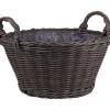 Pflanzkorb Polyrattan grau/braun rund mit 2 Griffen Ø 34 x 16 cm, mit Polybeutel