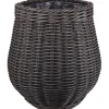 Pflanzkorb Polyrattan grau/braun rund bauchig Ø 32 x 32 cm, mit Polybeutel