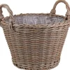 Pflanzkorb Polyrattan natur/braun rund mit 2 Griffen Ø 28 x 21/29 cm