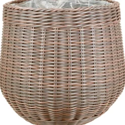 Pflanzkorb Polyrattan natur/braun rund bauchig Ø 45 x 40 cm, mit Polybeutel