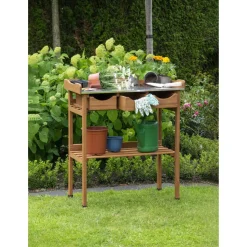 Pflanztisch mit Schubladen FSC®-zertifiziertes Holz 78 x 39 x 91 cm