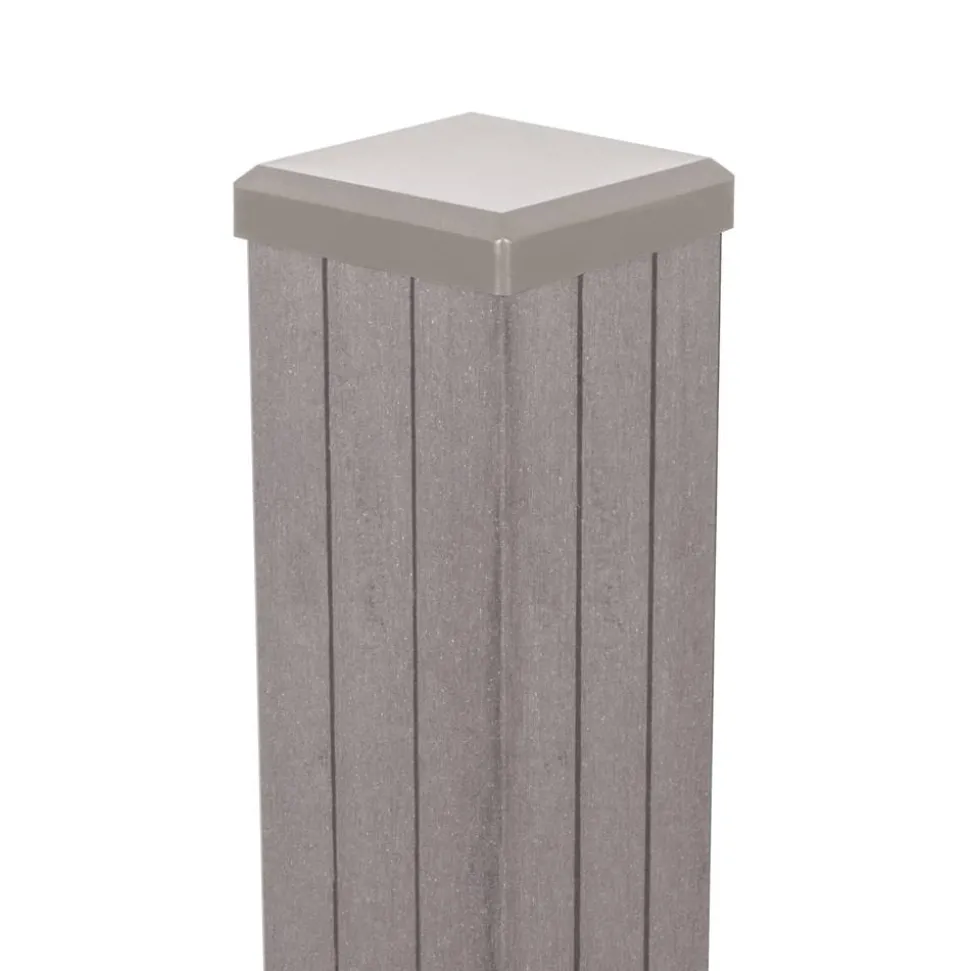 Pfosten 'Fertigzaun' BPC/Stahl Sandfarben 7 x 7 x 240 cm