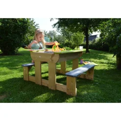 Picknickgarnitur für Kinder 'Esel' Natur/grün Kiefernholz 79 x 100 x 53 cm