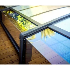 Poolüberdachung 'Majorca' anthrazit 470 x 874 cm Polycarbonat klar