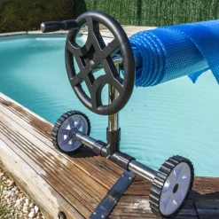 Pool-Planenaufroller grau bis 5,5 m