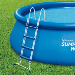 Pool-Sicherheitsleiter blau/weiß Stahl 2 x 4 Stufen 132 cm