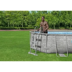 Pool-Sicherheitsleiter 'Flowclear™' Stahl 2 x 3 Stufen, 107 cm