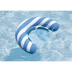 Poolsitz mit Textiloberfläche weiß/blau 96 x 67,5 x 19 cm