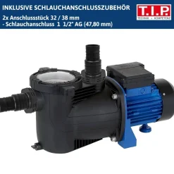 Pool-Umwälzpumpe 'SPP 600 FT' mit Vorfilter schwarz/blau