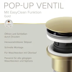 Pop-Up-Ablaufventil 'EasyClean' gold