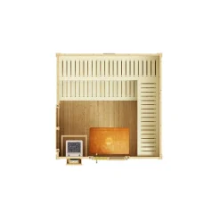 Premium-Saunahaus 'Kuopio 1' anthrazit 9,0 kW BioS-Ofen Steuerung Holztür Fenster 263 x 298 x 253 cm