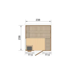 Premium-Saunahaus 'Kuopio 1' anthrazit 9,0 kW BioS-Ofen Steuerung Holztür Fenster 263 x 298 x 253 cm