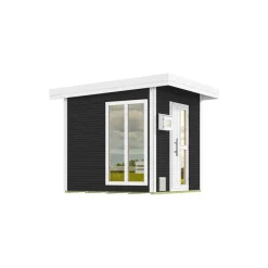 Premium-Saunahaus 'Kuopio 1' anthrazit 9,0 kW BioS-Ofen Steuerung Holztür Fenster 263 x 298 x 253 cm
