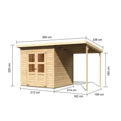 Pultdachhaus 'Heimfeld 3' naturfarben 212 x 214 x 219 cm naturfarben