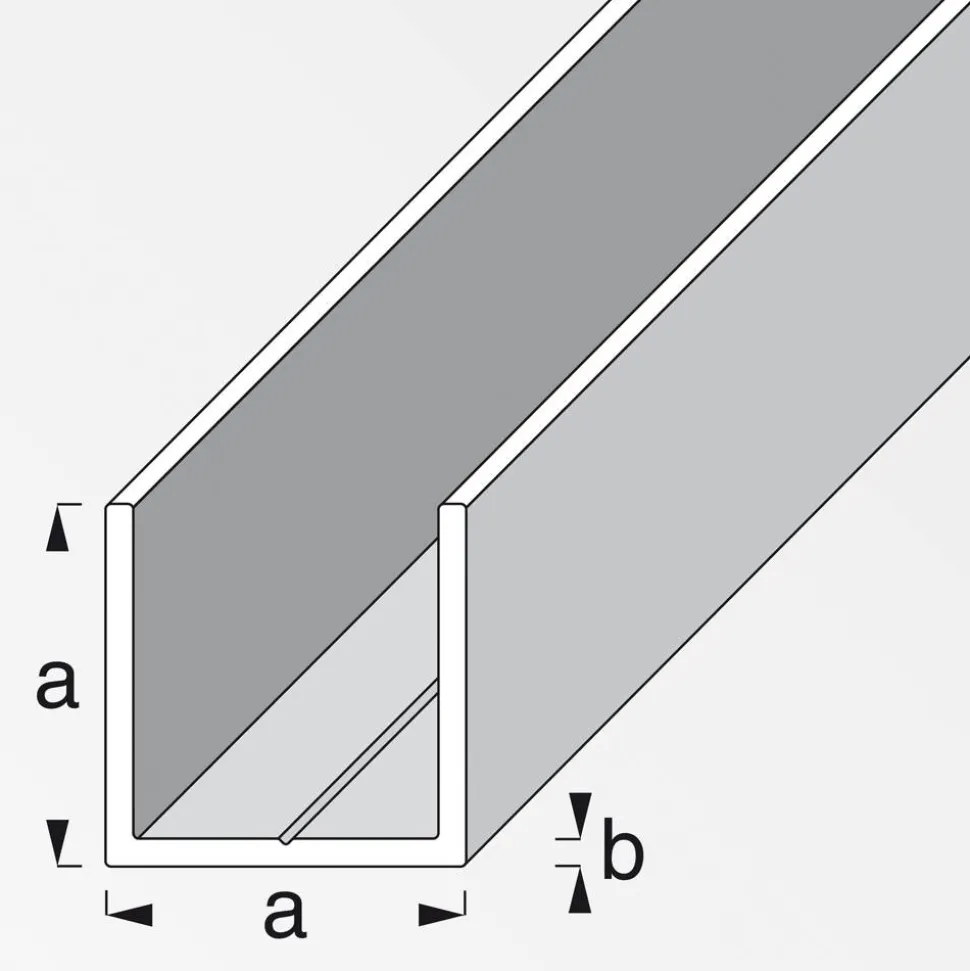 Quadrat-U-Profil combitech® Aluminium 250 cm 15,5 mm