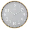 Quarz-Wanduhr Ø 30 cm grau, Holzoptik