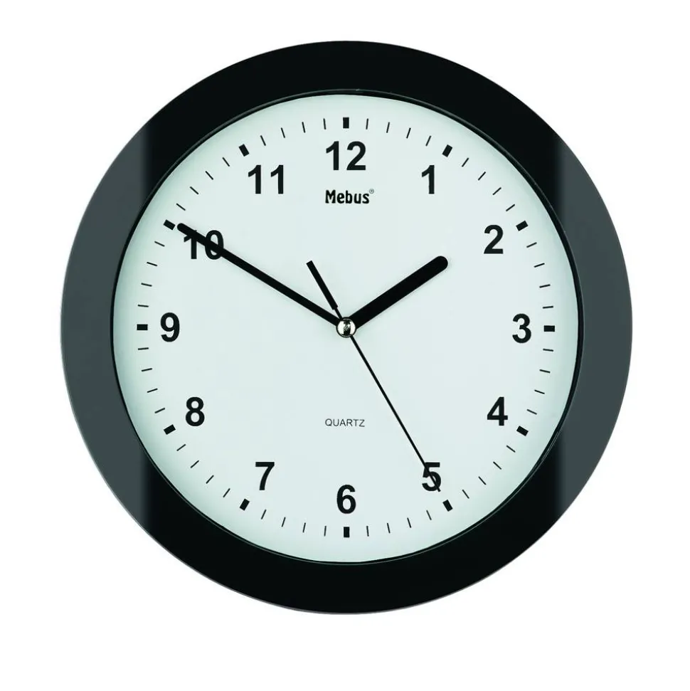 Quarz-Wanduhr schwarz Ø 25 x 3,5 cm