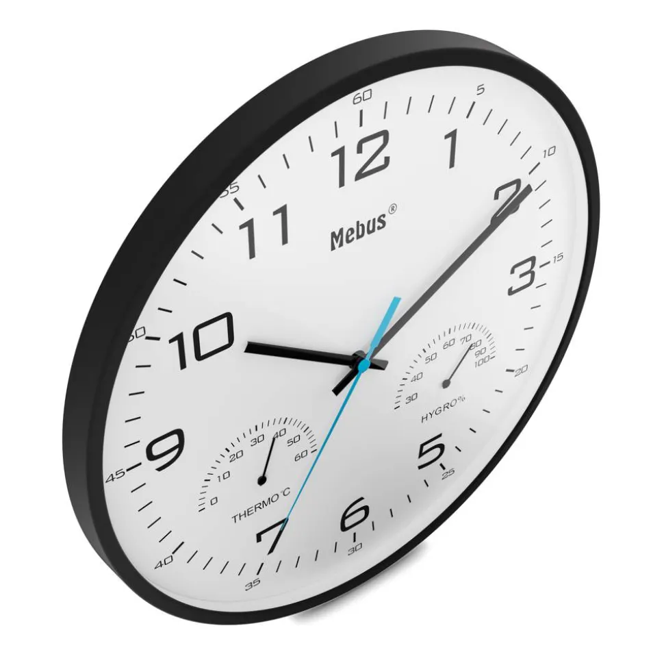 Quarz-Wanduhr schwarz Ø 30 x 4 cm