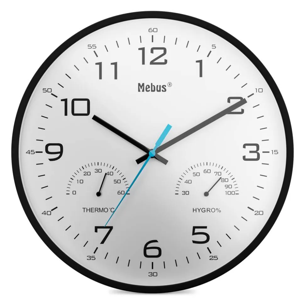 Quarz-Wanduhr schwarz Ø 30 x 4 cm