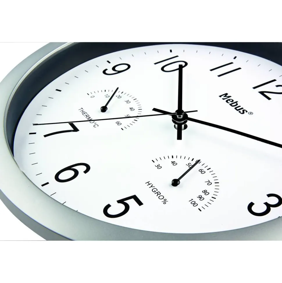 Quarz-Wanduhr silbern Ø 26 x 4 cm