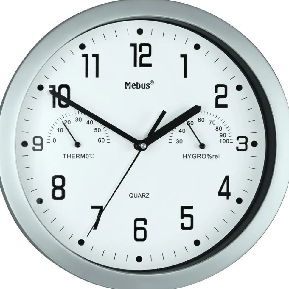 Quarz-Wanduhr silbern Ø 26 x 4 cm