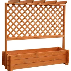 Rankkasten mit Pergola braun 140 x 140 x 46,5 cm