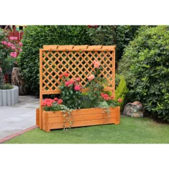 Rankkasten mit Pergola braun 140 x 140 x 46,5 cm