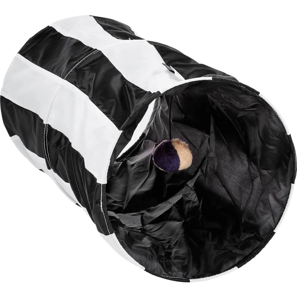 Rascheltunnel für Katzen Nylon schwarz/weiß Ø 25 cm