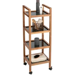 Regal 'Fondi' Akazienholz braun, schwarz 35 x 101,5 x 31 cm