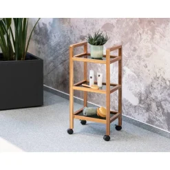 Regal 'Fondi' Akazienholz braun, schwarz 35 x 76,5 x 31 cm