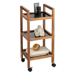 Regal 'Fondi' Akazienholz braun, schwarz 35 x 76,5 x 31 cm
