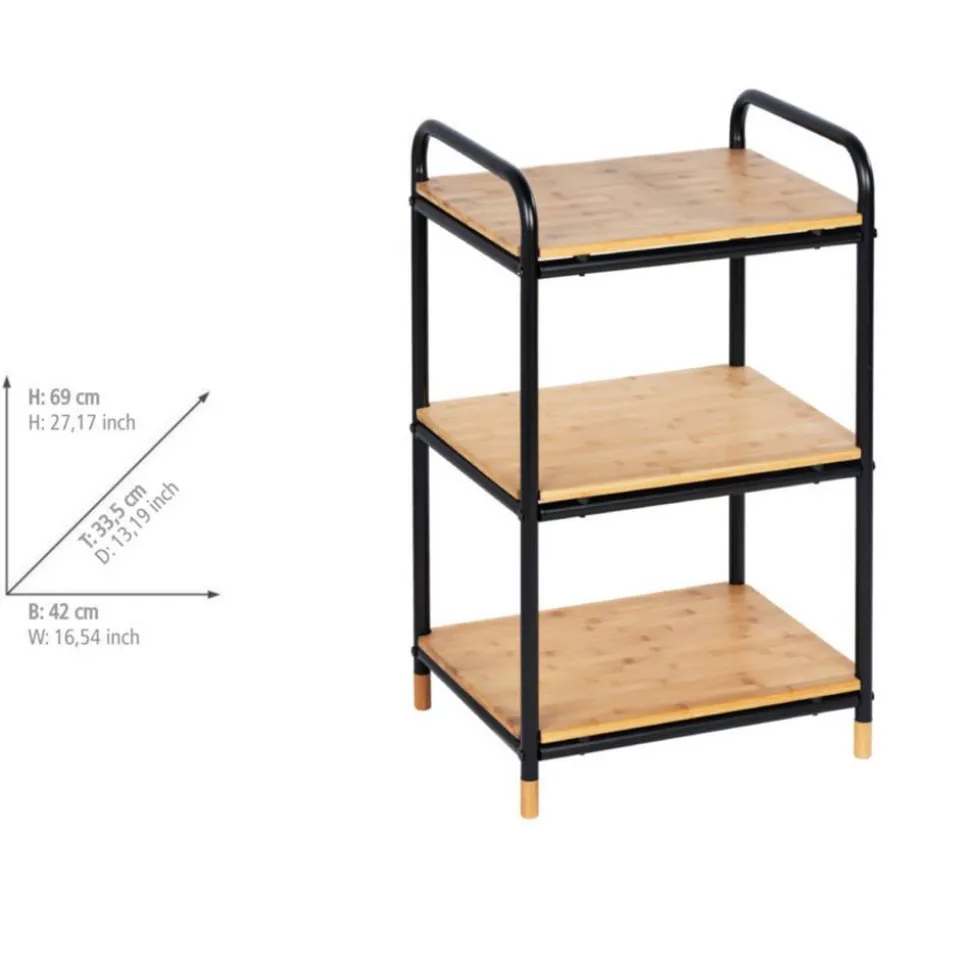 Regal 'Loft' Bambus/Metall 3 Böden 42 x 33,5 x 69 cm