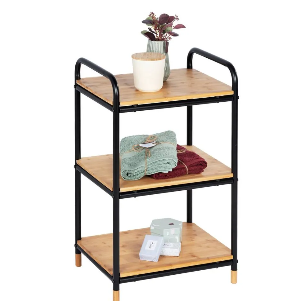 Regal 'Loft' Bambus/Metall 3 Böden 42 x 33,5 x 69 cm