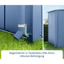 Regenfallrohr für Gerätehäuser taubenblau bis 7 m²