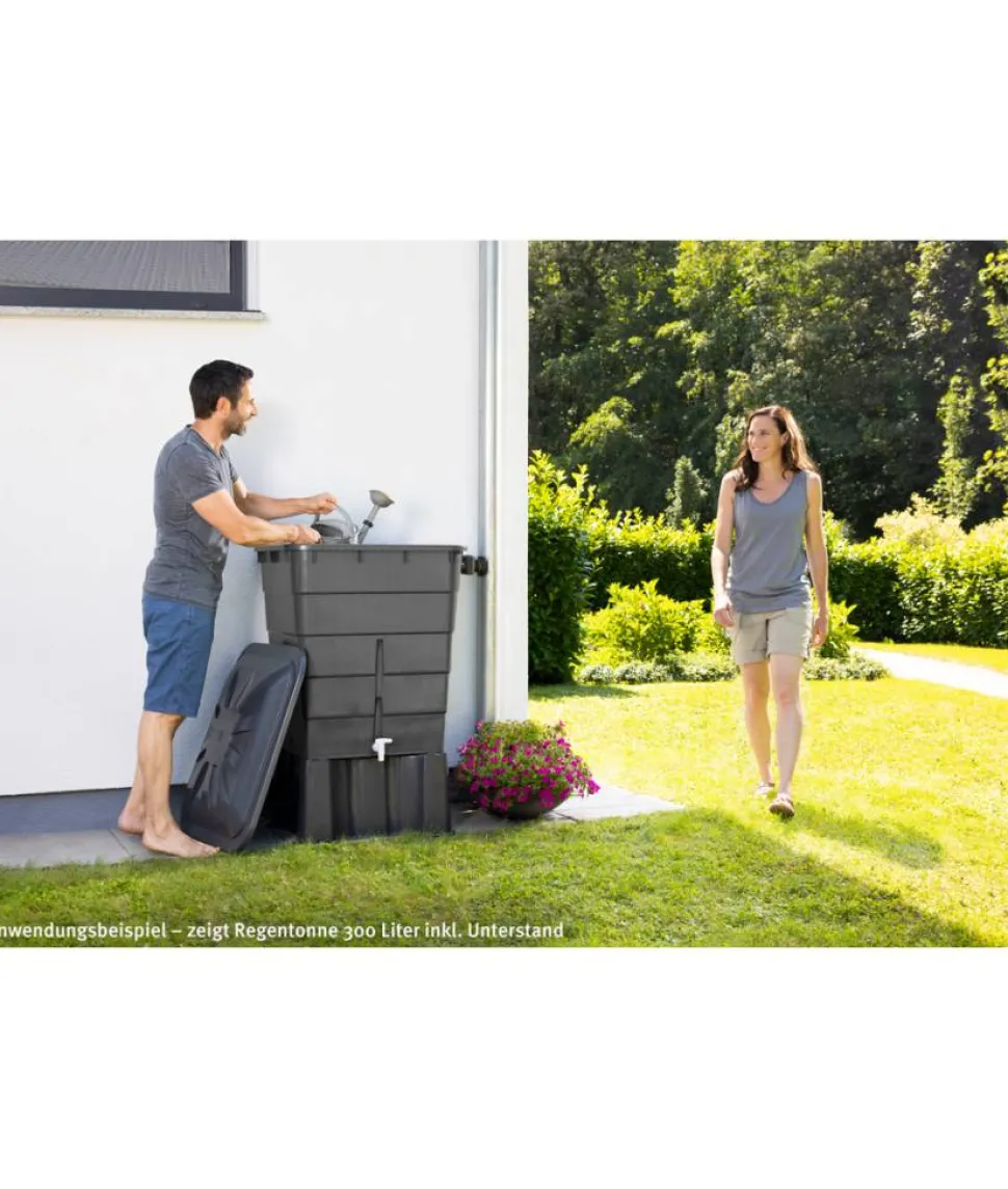 Regentonne 'Basic-Line' graphite grey 300 l mit Hahn