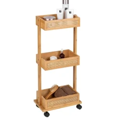 Rollwagen 'Allegre' Bambus/Rattan 3 Regalböden 18,5 x 32 x 71,5 cm