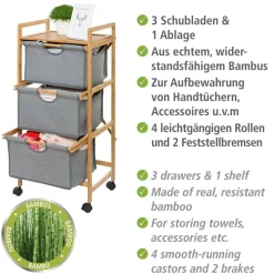 Rollwagen 'Bahari' Polyester braun, grau 44 x 96 x 34 cm