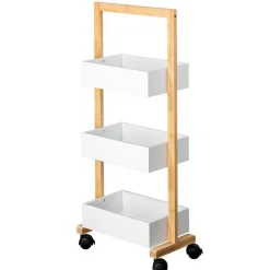 Rollwagen Bambus 3 Böden braun/weiß