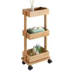 Rollwagen 'Tortona' Bambus 3 Regalböden 31 x 18 x 71,5 cm