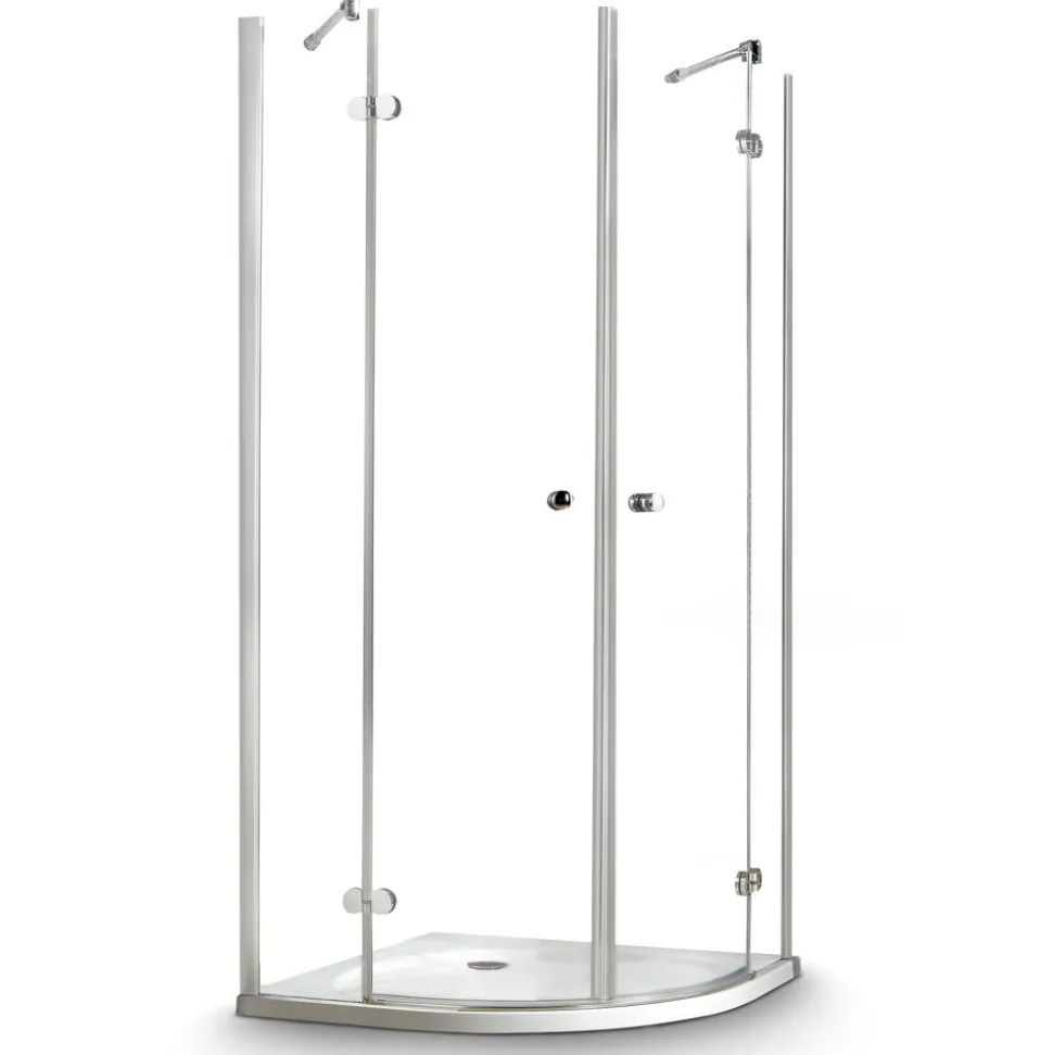 Runddusche 'Winga' mit Drehtür 80 x 80 cm, r 55 cm chrom