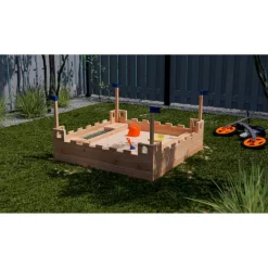 Sandkasten 'Ritterburg' naturbelassen 120 x 120 x 70 cm