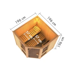 Sauna 'Ana 2' naturbelassen Ofen 9 kW externe Steuerung 196 x 198 x 196 cm