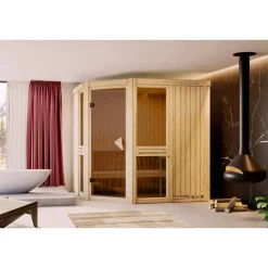 Sauna 'Ana 2' naturbelassen Ofen 9 kW integrierte Steuerung 196 x 198 x 196 cm