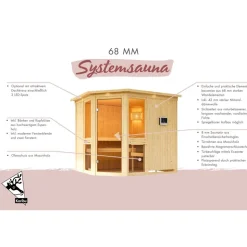 Sauna 'Ana 2' naturbelassen Ofen 9 kW integrierte Steuerung 196 x 198 x 196 cm