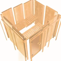 Sauna 'Ariadna 3' naturbelassen mit bronzierter Tür 9 kW Ofen integrierte Steuerung 231 x 196 x 198 cm