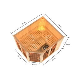 Sauna 'Ariadna 3' naturbelassen mit bronzierter Tür 231 x 196 x 198 cm